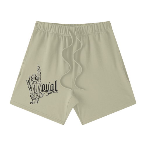Streetwear Unisex Loyal Hand Graphic Earth Tone Shorts